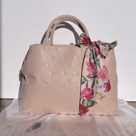 Betsey Johnson Cream Satchel with Floral Scarf - Picture 5 of 9